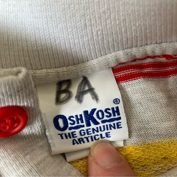 Vintage OshKosh Penant Print Polo Long Sleeve Striped Shirt 3T Retro Classic USA - Picture 4 of 6